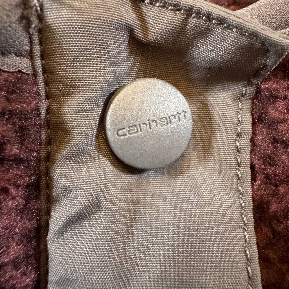 Carhartt Sherpa Fleece Pullover Quarter Snap Outdoor Jacket Deep Purple Sz L - Picture 4 of 13
